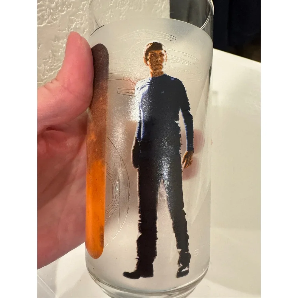 Star Trek Movie Spock Kirk USS‎ Enterprise Frosted Highball Glass Tumbler